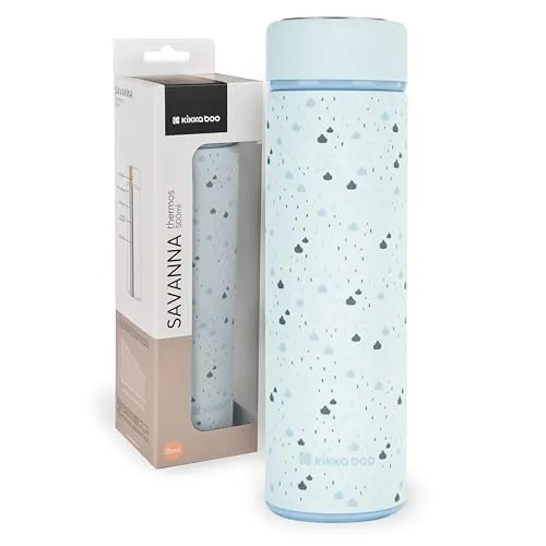 KikkaBoo Savanna Thermoskanne 500 ml - Thermobehälter für unterwegs, hält Getränke bis zu 12 Stunden warm und 24 Stunden kalt, auslaufsicher mit Teesieb, ideal für Ausflüge und Spaziergänge.