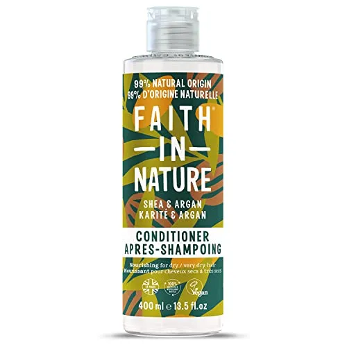 Faith In Nature Natürliche Shea- und Arganöl-Spülung, Nährend, Vegan und Frei von Tierversuchen, Ohne SLS Oder Parabene, Für Trockenes und Sehr Trockenes Haar, 400ml