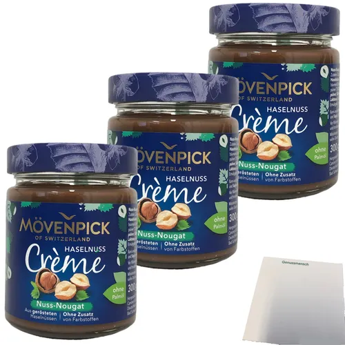 Mövenpick Haselnuss Creme Nuss-Nougat 3er Pack 3x300g Glas usy Block