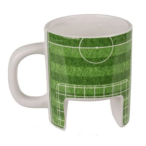 Kaffeetasse Fußballplatz ca. 12 x 9 cm mit Zubehör Fußball Tasse aus Steingut