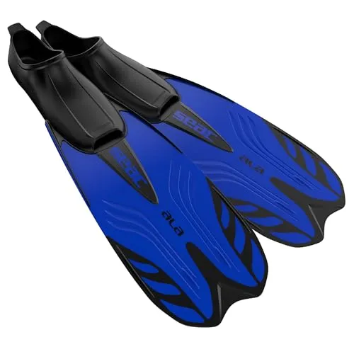 Seac ALA, Flossen mit geschlossenem Fußteil, ideal zum Schnorcheln und Schwimmen, BLAU Metal, 34/35