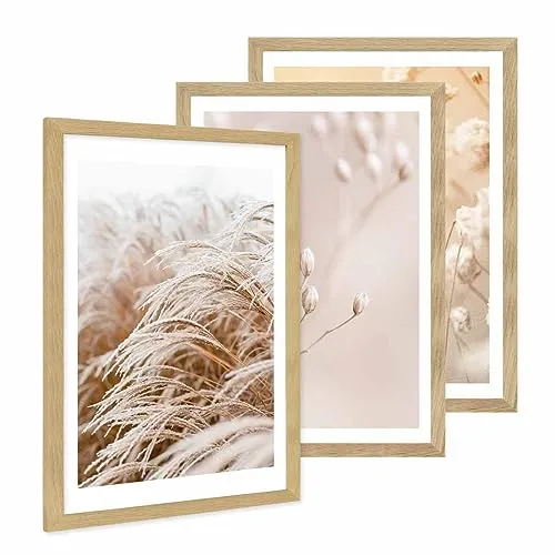PHOTOLINI Bilderrahmen 3er Set – Breite Rahmen für stilvolle Wanddekoration - Gestalten Sie Ihre individuelle Bilderwand mit diesem 3er Set stabiler Wechselrahmen aus Massivholz. Ideal für Fotos und Erinnerungsstücke, einfach zu kombinieren und im modernen Stil.