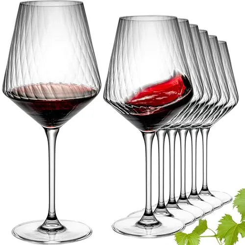 IMPERIAL glass Bordeauxgläser 6er Set – geriffelte Rotweingläser aus Crystalline Glas London – Weingläser 580ml Spülmaschinenfest