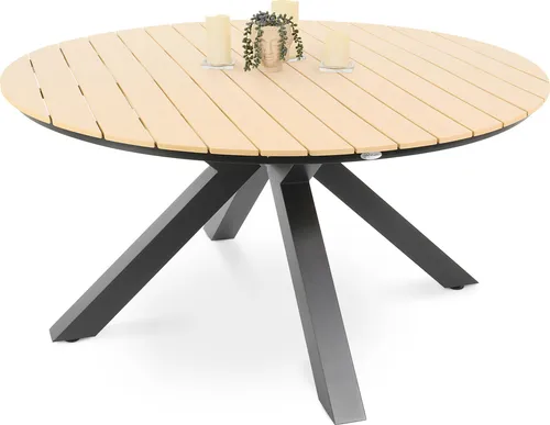 di volio Gartentisch Ravello ø 150 cm, rund - beige - Gartentisch - wetterfest & langlebig, aus Kunstholz und Aluminium