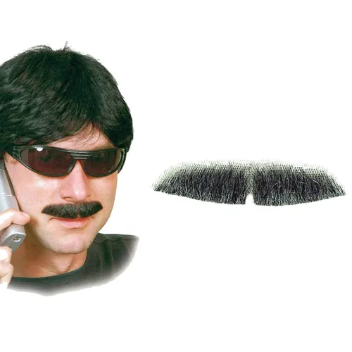 Falscher Oberlippenbart Agent Bart zum Ankleben Grau Unechter Schnurrbart Spion