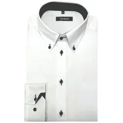 Huber Hemden Langarmhemd HU-0098 Button-Down Kragen, Regular Fit - gerader Schnitt, Made in EU! schwarz|weiß M (39-40)