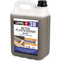 Beton-Zusatzmittel 5L Fliessmittel - LEVEL+ RM38 - Mörtel - Plastifiziert und verflüssigt Beton für bessere Verarbeitbarkeit und erhöhte Belastbarkeit. Ideal für Estriche und Betonfertigteile, auch bei tiefen Temperaturen.
