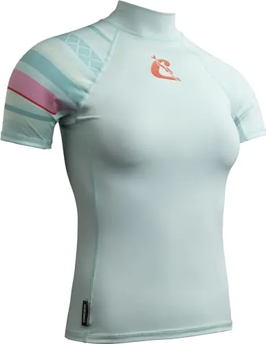 CRESSI Shield Lady Rash Guard Short/SL - Protective Short Sleeve Rash Guard für SUP und Wassersport, Aquamarin/Rosa, S/2, Frauen