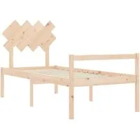 vidaXL Seniorenbett mit Kopfteil 90x200 cm aus Massivholz - Betten für Senioren mit 45 cm Sitzhöhe für einfaches Ein- und Aussteigen. Robuste Sperrholzlatten und praktischer Stauraum unter dem Bett sorgen für Komfort und Ordnung.
