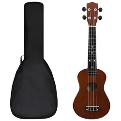 vidaXL Sopran Ukulele Set für Kinder mit Tasche Dunkles Holz 23