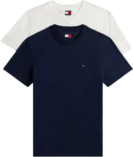 Tommy Jeans Herren TJM Xslim 2Pack Jersey Tee EXT Dm0Dm20687 S/S T-Shirt, Multi (Ecru/Dark Night Navy), 3XL