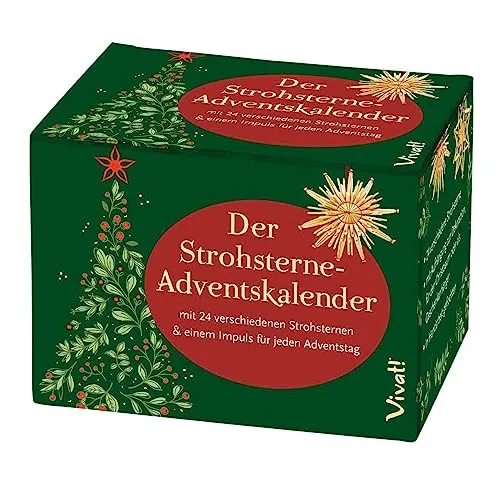 Der Strohsterne-Adventskalender - Adventskalender mit liebevoll gestalteten Strohsterne-Motiven, ideal für eine besinnliche Vorweihnachtszeit und kreative Bastelideen.