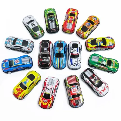 BECILES 15 Stück Stunt Spielzeugauto Legierung, Kleine Autos Set, Zurückziehen Metall-Autos, Mini Spielzeug für das Lernspiel von Kleinkindern (Gemischter Stil)