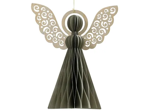 Decoris season decorations Dekofigur Engel Papier grau 8cm