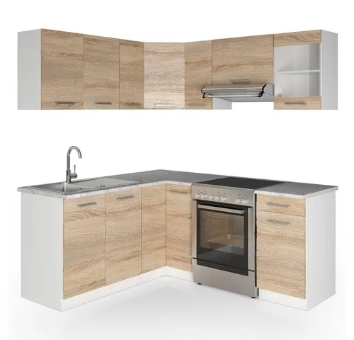 Vicco Winkelküche Rick, Weiß/Sonoma, 187 x 167 cm in braun von Vicco