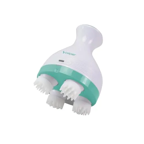 BEPER P302MAS150 Wiederaufladbares Kopf- und Körpermassagegerät, Kopfhautmassagegerät mit 4 rotierenden Silikonköpfen, 2 Geschwindigkeiten und 2 Modi, automatischem Timer, USB-C