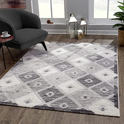 SANAT Evra Teppich für das Wohnzimmer - Kurzfloriger Teppich mit modernem Design - Geeignet für Wohnzimmer, Flur, Korridor, Esszimmer, Schlafzimmer, Küche und Kinderzimmer - Creme, 120 x 160 cm