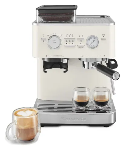 KitchenAid Espressomaschine 5KES6551EPL mit Cashback - Kaffeemühlen mit integriertem Mahlwerk und Milchaufschäumer für cremigen Milchschaum. 15 bar Pumpendruck, 1500 Watt Leistung und 100€ Cashback Aktion bis 30.06.2025!