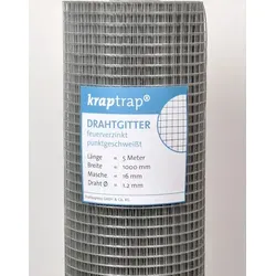 KrapTrap® Volierendraht 1 x 5m - Stabiler Käfigdraht für Tiere - Gartenzäune: Robuster Volierendraht mit 1,2 mm Stärke, ideal für den Bau von Hasen- und Hühnerkäfigen. Schützt zuverlässig vor ungebetenen Gästen.