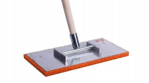 Set Deckenreibebrett 20x40cm oranger Schwammgummibelag 18mm + Stiel 120cm lang