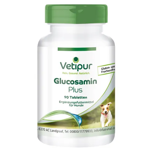 Glucosamin Plus - 90 Tabletten für Hunde - mit Chondroitin + MSM | Vetipur