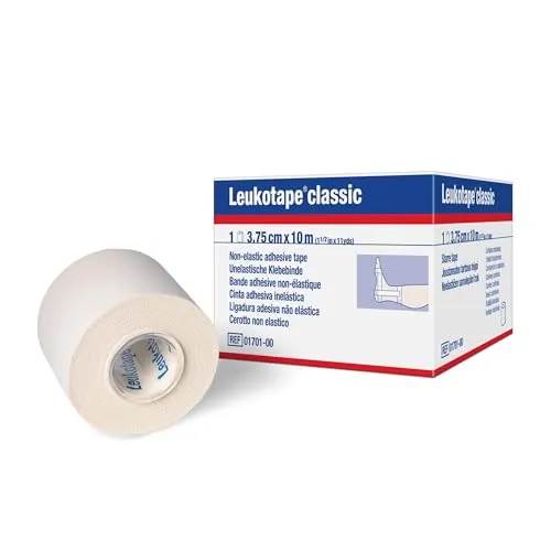 Leukotape® classic Fixierbinde 10 m - Hohe Klebkraft für optimale Stabilität - Pflaster mit 10 m Länge, ideal für die Therapie und Rehabilitation von Bewegungsapparatverletzungen, wasserabweisend und leicht einreißbar.