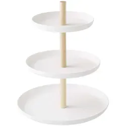Yamazaki Etagere, Weiß, Metall, Echtholz, 24 cm, Tischkultur & Servieren, Etageren
