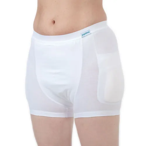 suprima bodyguard Hüftprotektor-Slip für Damen - Inkontinenz-Slip mit seitlichen Protektorentaschen für optimalen Schutz vor Verletzungen bei Stürzen. Atmungsaktives Material und passgenaue Passform sorgen für Sicherheit und Komfort.