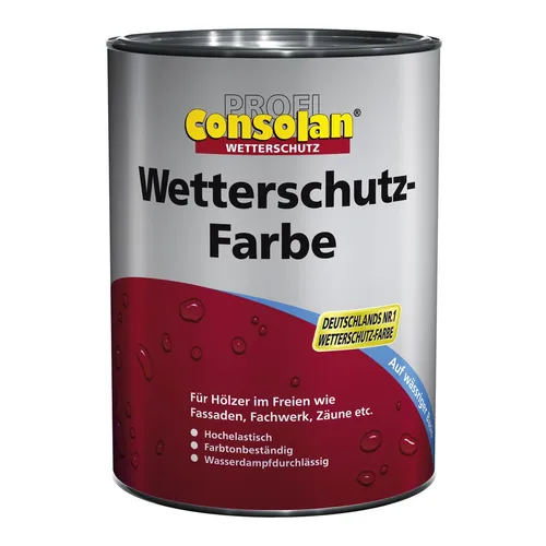 Consolan Profi Wetterschutz-Farbe, deckende Holzfarbe - Lacke: Hochwertige Wetterschutzfarbe in Schwedenrot, idealer Schutz für Holz und Holzwerkstoffe, seidenglänzend und langlebig.