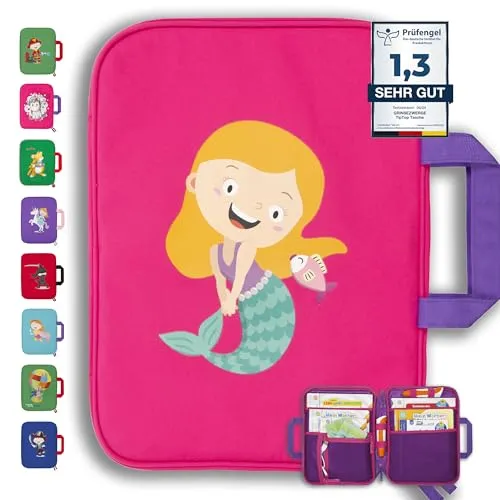 GRINSEZWERGE Tasche für TipToi im Meerjungfrau Design I Aufbewahrung für TipToi Stift, Bücher & Zubehör I Kinder Tablet Tasche I Tragetasche für Edurino Figuren
