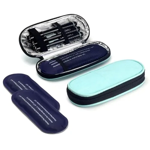 roargy Tragbare Kühltasche für Medikamente, Diabetiker, Insulin-Tragetasche mit 2 Kühlakkus, grün, Kühltasche für Diabetiker