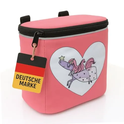 honju Bike Lenker-Tasche Kinder-Fahrrad (Abnehmbarer Deckel, Fahrrad-Tasche für den Lenker mit Reflektoren, Sicherer Halt Dank Klettverschluss, Inkl. Innentasche) Ella Einhorn