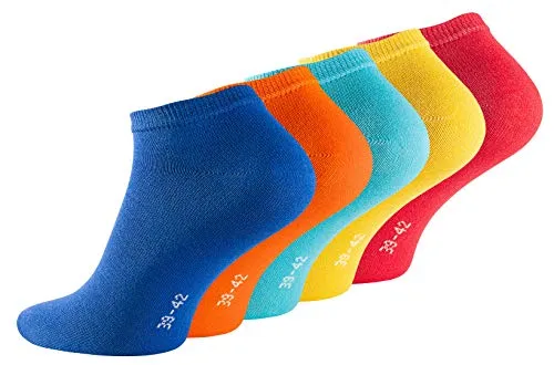 Reslad Damen & Herren Sneaker Socken Kurz (10 x Paar) für Frauen & Männer aus Baumwolle Einfarbig | Herrensocken Quarter Sneakersocken Füßlinge 10 Paar | Funfarben 43-46