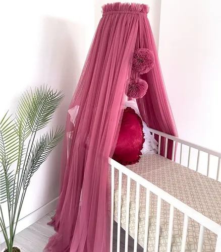 Baby Fancyroom Betthimmel für Babybett - Dunkel Altrosa Tüll Baldachin - Handgefertigter Betthimmel aus hochwertigem Tüll in Dunkel Altrosa. Vielseitig einsetzbar und passend für alle Standard Himmelstangen. Schafft eine zauberhafte Atmosphäre im Babyzimmer.