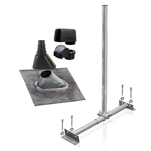 SkyRevolt Dachsparrenhalter - Satellitenschüssel Montage Set - Halterungen für Satellitenschüsseln, einfach und stabil zu montieren mit feuerverzinktem Stahl für optimalen Korrosionsschutz und universell anpassbare Dachneigung.
