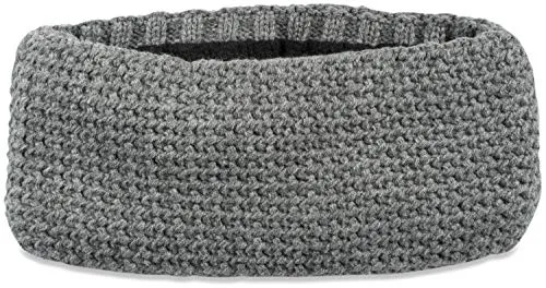 styleBREAKER Damen Stirnband in feiner Häkel Optik einfarbig, Thermo Fleece Futter, Uni Winter Headband 04026051, Farbe:Grau meliert
