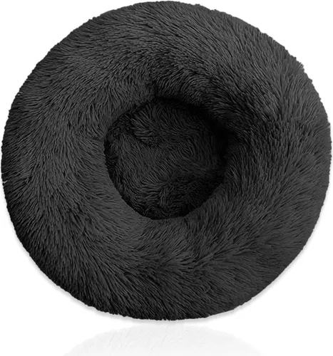 40cm Schwarz Plüsch Donut Hundebett Katzenbett Kuschelbett Hundekorb Hundekissen Kissen rund Haustierbett Bett