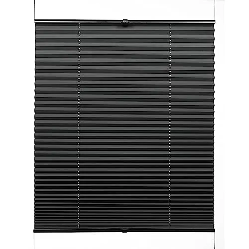 GARDINIA Plissee Concept Thermo-Abdunklung, schwarz, 40 x 130 cm - Plissee mit Thermobeschichtung für optimale Wärmeisolierung und Schallabsorption, einfach höhenverstellbar und inklusive Montage-Teilen, ideal für individuelle Fensterlösungen.
