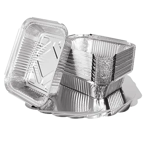 MIVIDE 125 Stück Grill Aluschalen mit Deckel, 600ml Alu Grillschalen, Einwegschalen aus Aluminium für Lebensmittel, zum Einfrieren, Kochen,Grillen
