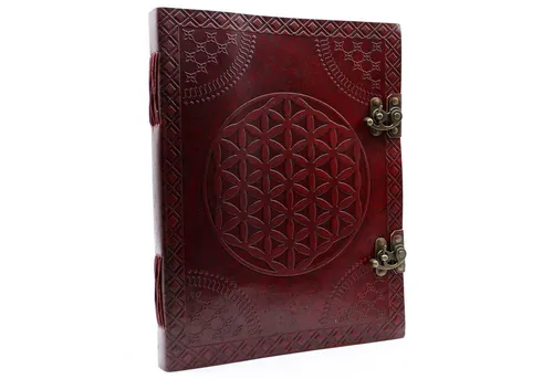 Bali-Homedecor Dekofigur Großes Blume des Lebens Lederbuch 25x32.5cm (200 Seiten)