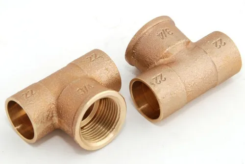 2x Rotguss T-Stück 22mm - 3/4