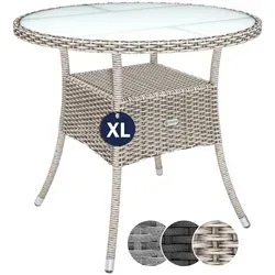 Casaria Gartentisch aus Polyrattan, höhenverstellbar - Wetterfester Rundtisch mit 80 kg Belastbarkeit, ideal für Garten und Terrasse, sorgt für gemütliche Stunden im Freien.