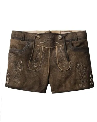 Stockerpoint Damen Rosy Trachtenlederhose, Stein geäscht, 42 - Trachtenlederhose für Damen mit romantischen Stickereien und sexy Silhouette, ideal für einen alpinen Lifestyle und perfekte Kombinationsmöglichkeiten!