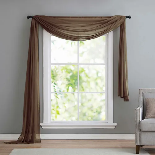 Voile Querbehang, Freihanddeko, 140x600, Braun