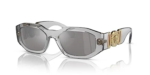 Versace VE4361 Unisex-Sonnenbrille - Stilvolles Design in Grau - Sportbrillen | Hochwertige Vollrand-Sonnenbrille mit schmalem Kunststoff-Gestell, ideal für modische Auftritte und optimalen UV-Schutz.