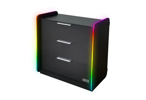 X Rocker Electra Gaming Schubladenschrank mit RGB-Beleuchtung - Kommode mit Neo Motion Sync Technologie für über 200 Farben, App-Steuerung und 3 Schubladen für optimalen Stauraum. Ideal für den perfekten Gaming Raum!