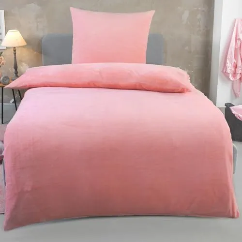 DreamHome Winter Wende Plüsch Bettwäsche 135x200 - 2-tlg. Bettwäsche-Set in Rosa mit Cashmere Touch, kuschelig und warm, ideal für kalte Nächte. Waschbar bei 60° C und trocknergeeignet, ÖKOTEX zertifiziert.