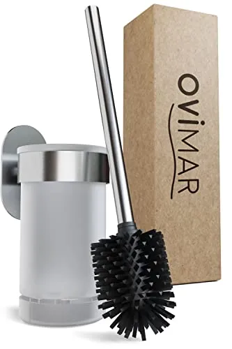 ovimar Toilettenbürste Tranerodde | Silber - WC-Bürste mit Silikon-Kopf, schnelltrocknend und einfach ohne Bohren zu montieren – ideal für stylische Badezimmer.