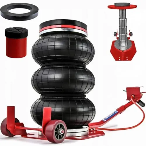 Verda Pneumatischer Wagenheber 3,5T, 140-400 mm, Adapter [11cm], Autoheber, Luftheber, SUV, PKW, Extrem schnelles Anheben, Autoheber mit dreifacher Tasche, Gummiauflage Druckluft Wagenheber