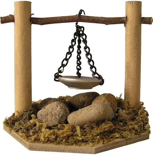 FADEDA Lagerfeuer mit Schale/Höhe:8 cm/handbemalt/detailgetreue Krippen Figuren - Weihnachten Tisch Dekoration Krippe Zubehör
